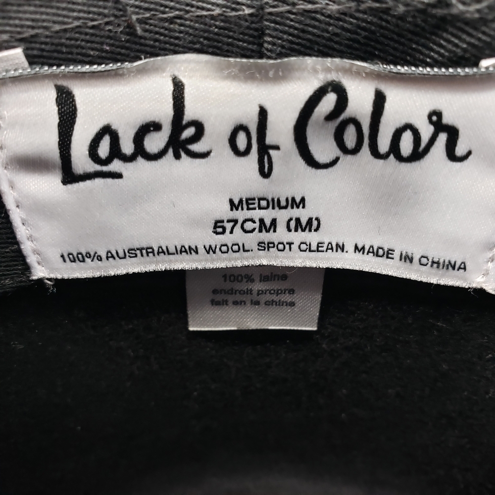 Lack Of Color Med 57cm Black Wool Hat Blue Feather green black band embroidered - Picture 7 of 11
